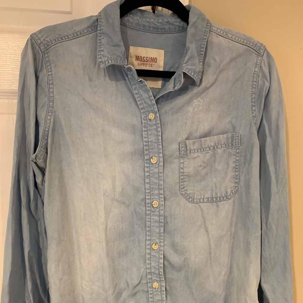 Mission long sleeve button up chambray shirt